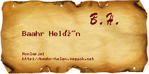 Baahr Helén névjegykártya